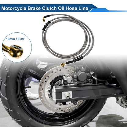 Oil Hose Line 250cm for Motorcycle Silver Tone