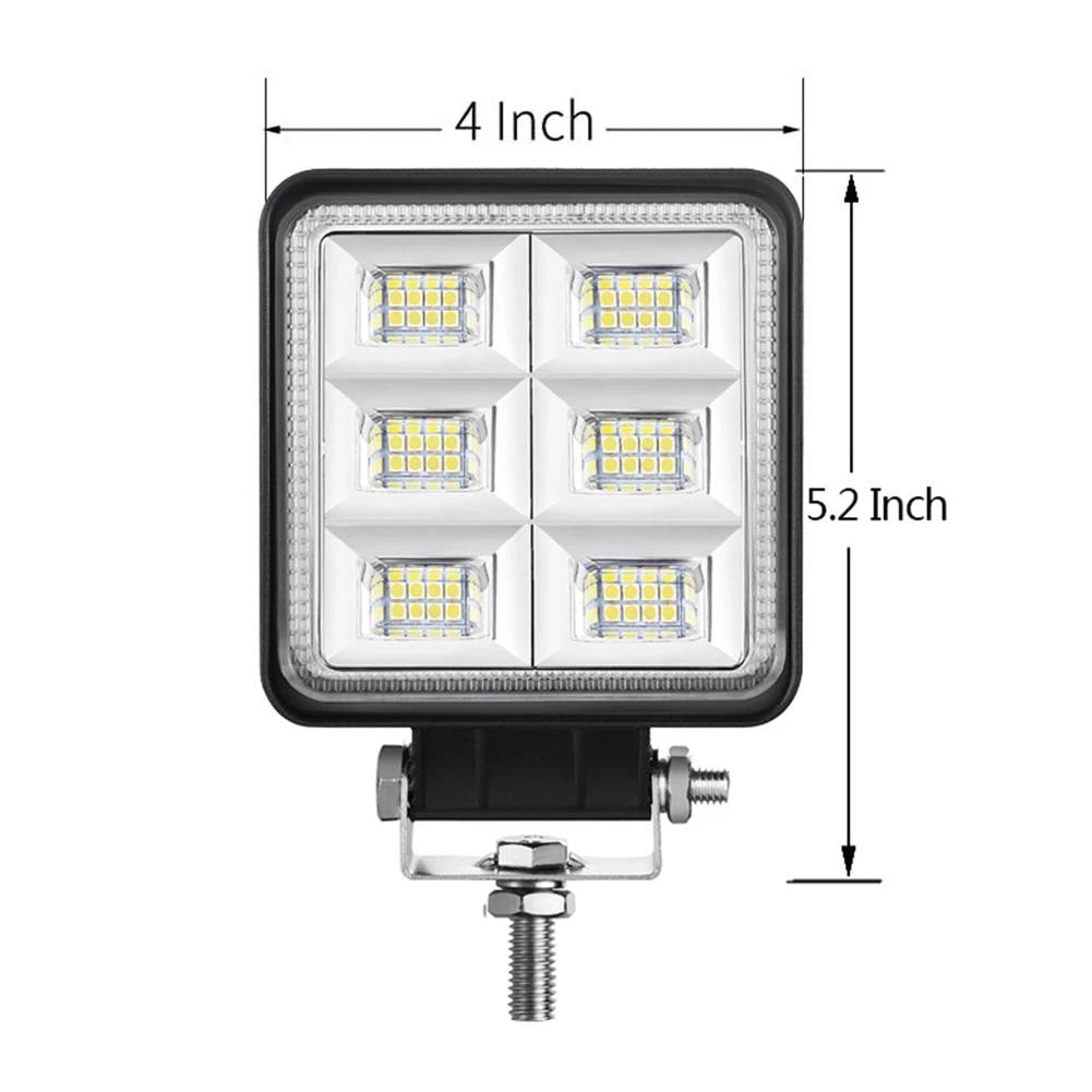 48W 4-Inch Square White LED Work Light Pods for Truck SUV