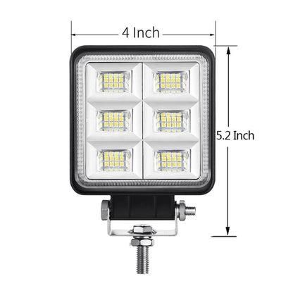 48W 4-Inch Square White LED Work Light Pods for Truck SUV