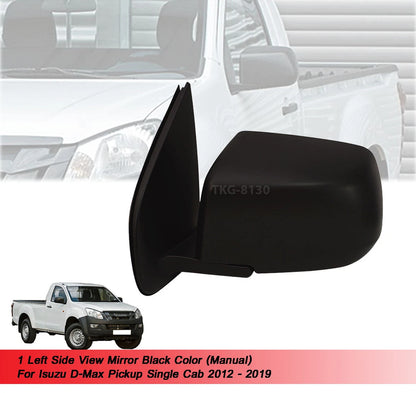 LH Side View Mirror Black Manual for Isuzu Dmax Single Cab (2012-2019)