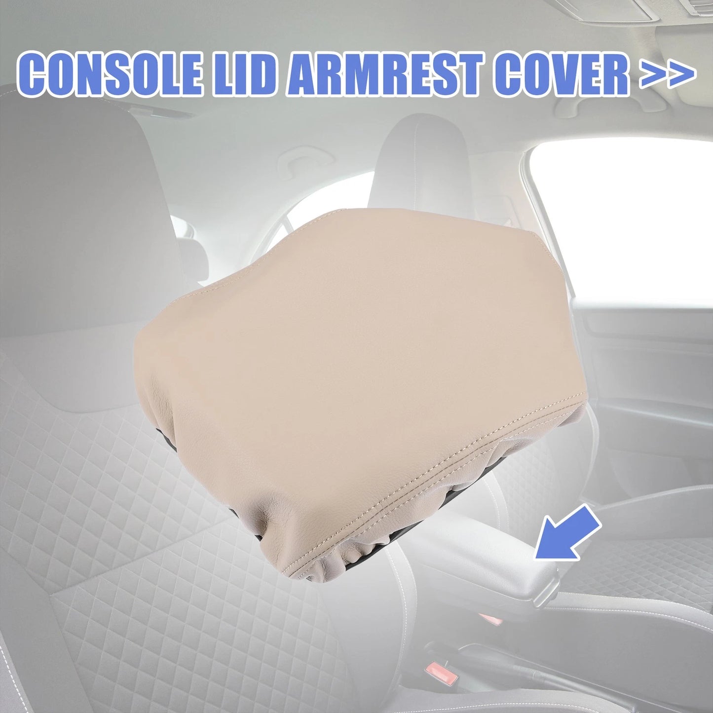 Center Console Cover Pad for Toyota Prado (2010-2019) Faux Leather Beige