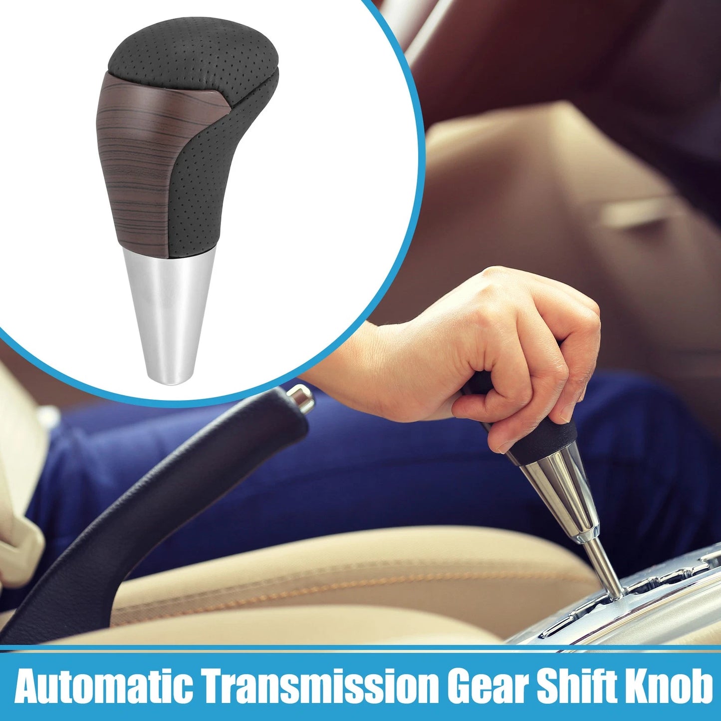 Wood Grain Gear Shift Knob Cover for Toyota - Black Faux Leather (All Years)