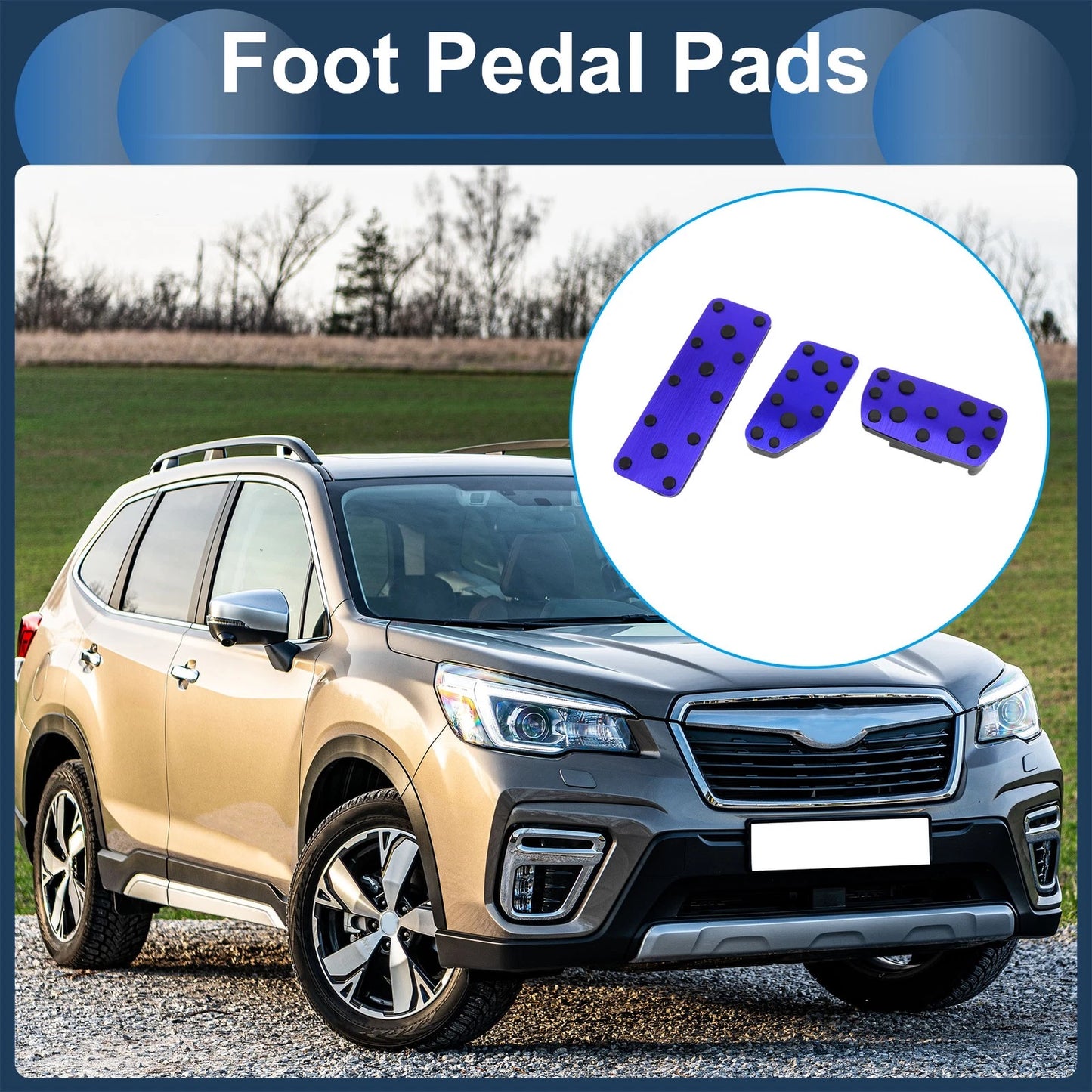 3 Pcs Automatic Foot Accelerator Pedal Covers for Subaru Forester (2019-2021)