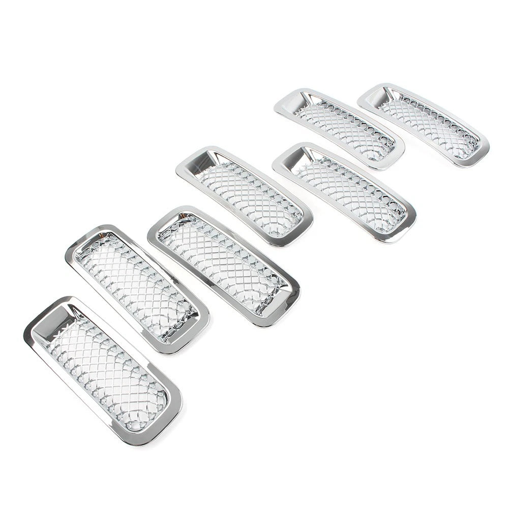 7 x Front Mesh Grille Cover for Jeep Patriot (2011-2017) Chrome ABS