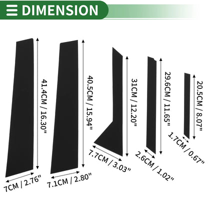 10 Pcs Door Pillar Window Trim for Ford Fiesta (2011-2015) Black