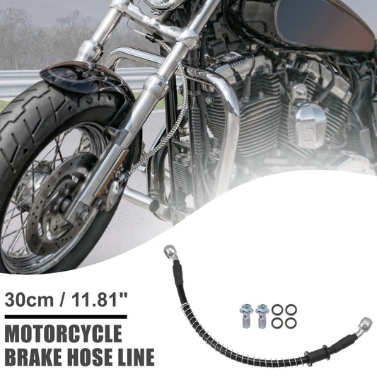 Brake Line 30cm Oil Hose Pipe with Spring Protection Black for Motorcycle