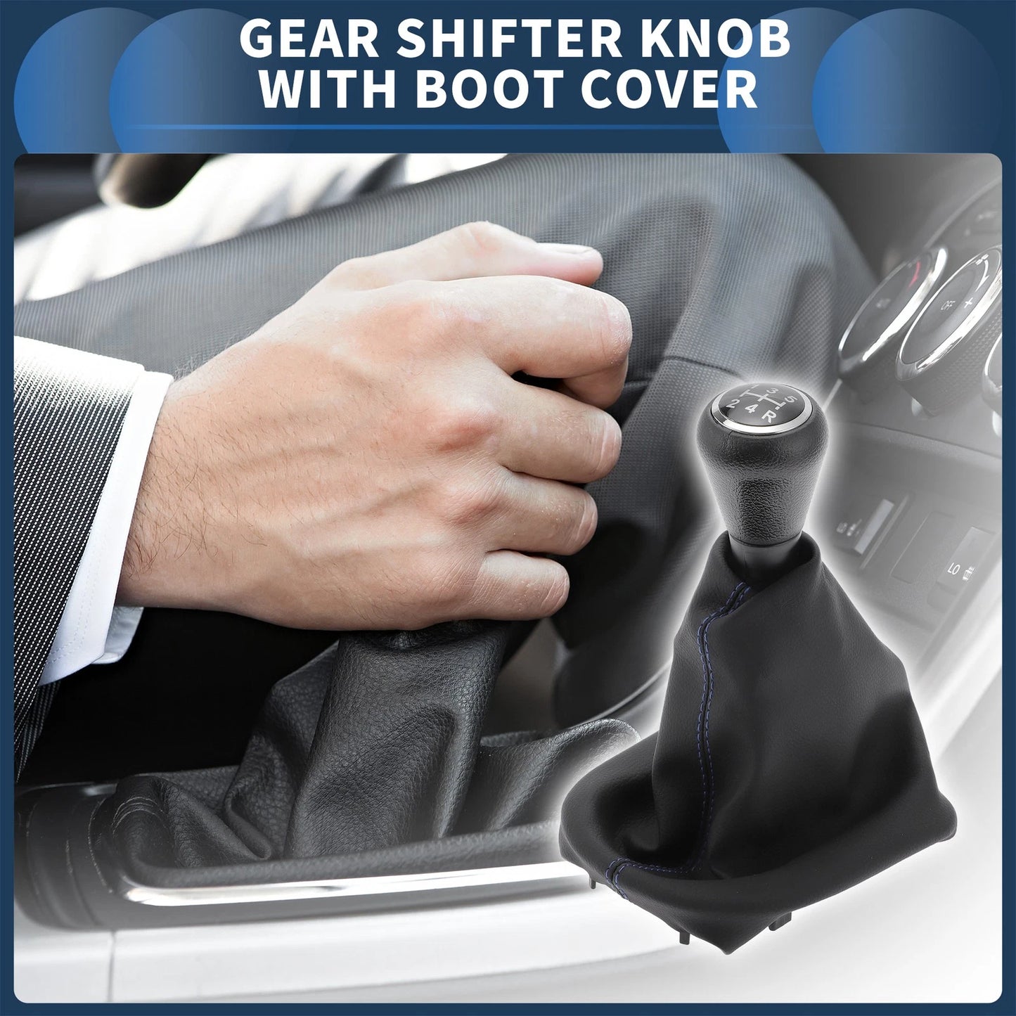 5 Speed Gear Shifter Knob & Cover for Peugeot 206 (2005-2008) Black Blue