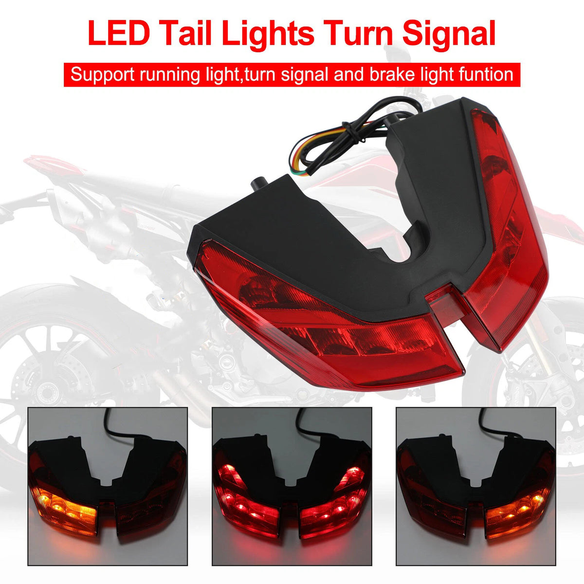 Tail Lights for Ducati Hypermotard 821 939 950 SP (2012-2021) Red F2