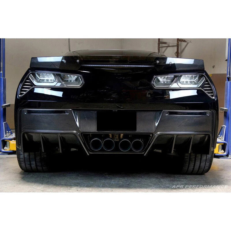 2 x Big Fin Rear Bumper Diffuser Lip Kit for Corvette C7 Z06 (2014-2019) Carbon Black