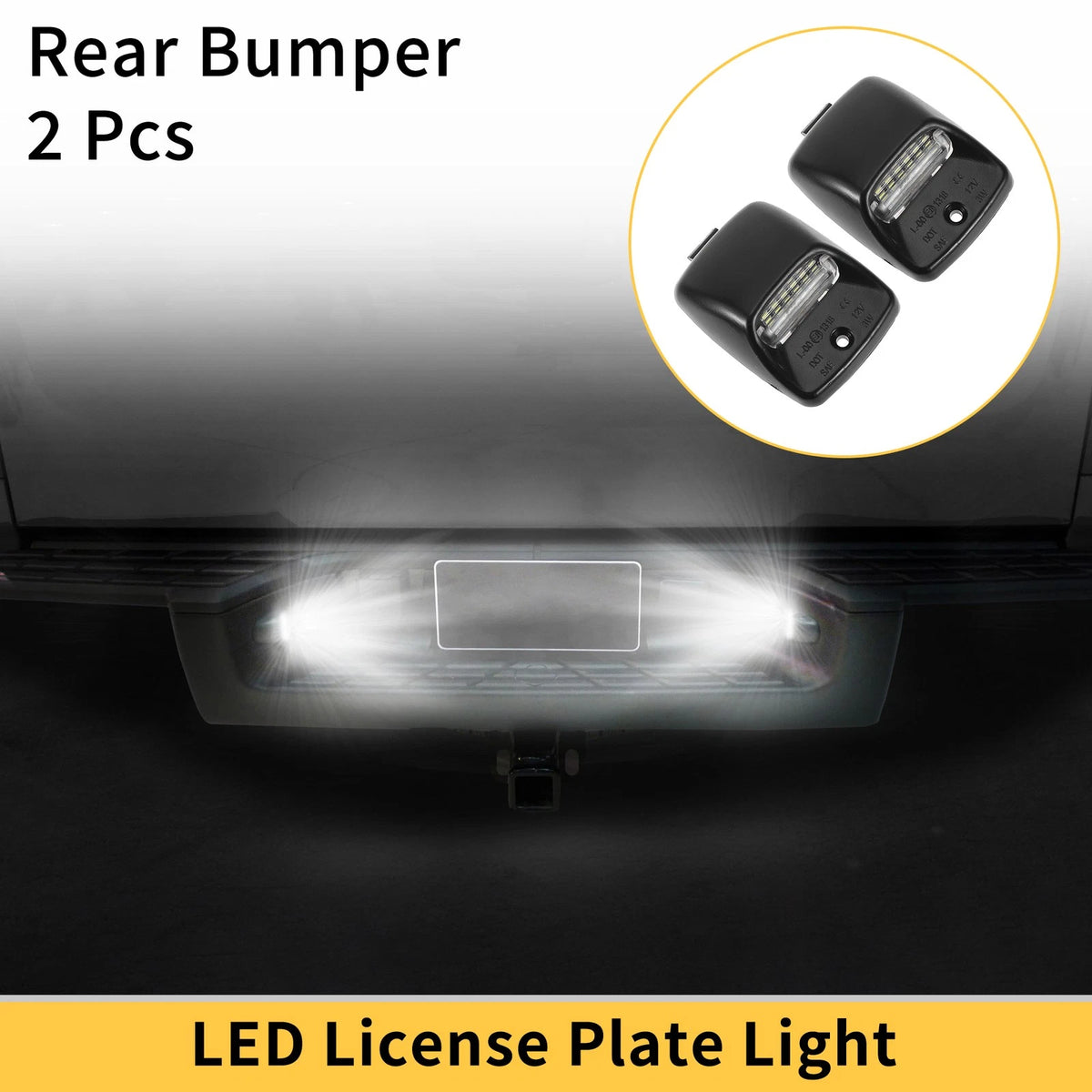 2pcs License Plate Light Tag Lamp White for Toyota Tundra (2000–2013)