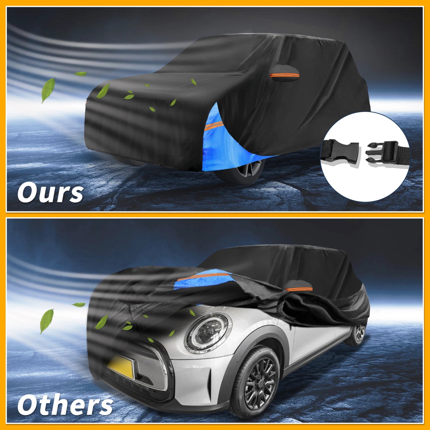 Waterproof All Weather Car Cover for BMW Mini Cooper (2014-2024) Black 210D-PU