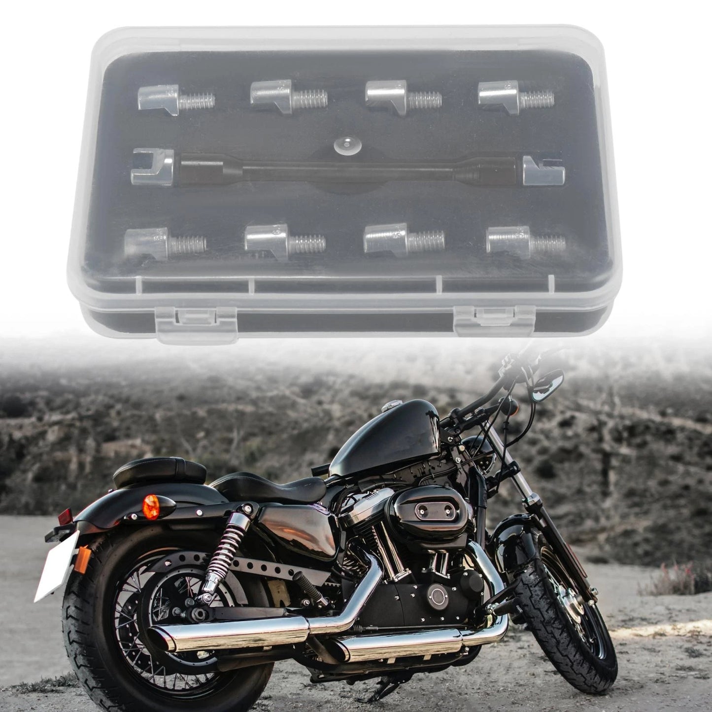 Spoke Wrench Set for Motorcycle Motorbike Buckled Wheel Tool Black