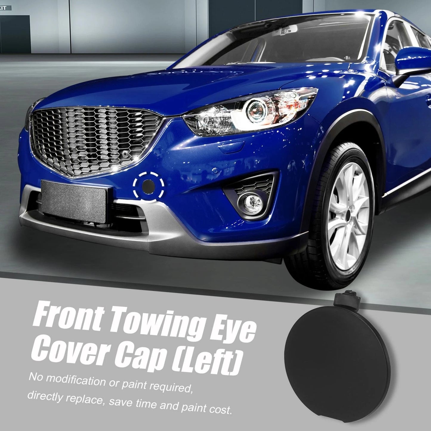 Black Front Bumper Tow Hook Eye Cover for Mazda CX-5 (2013-2016)
