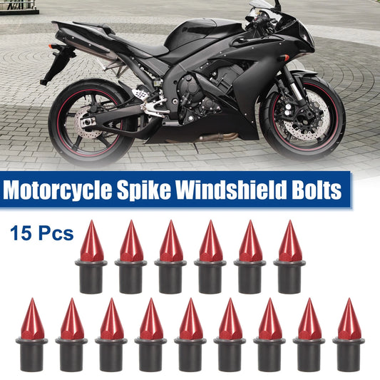 Bolts M5 Screws Nuts Red - Pack of 15 for Motorcycle Fairing/Windshield