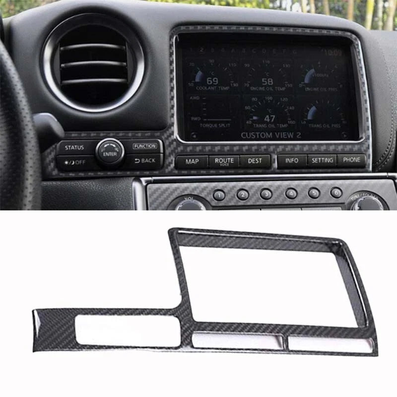 Dry Carbon Fiber Navigation GPS Display Trim Cover For Nissan GTR 2008-2016