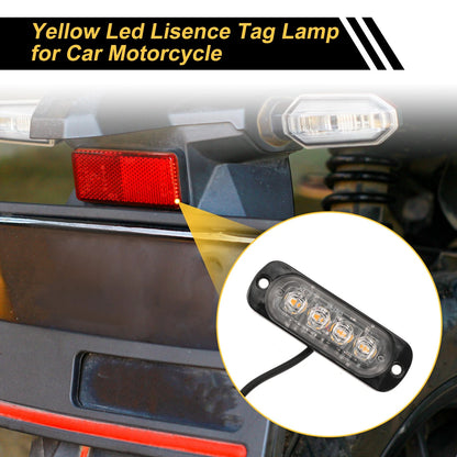 2 x 12V License Plate Light Yellow Rainproof for Car Motorcycle