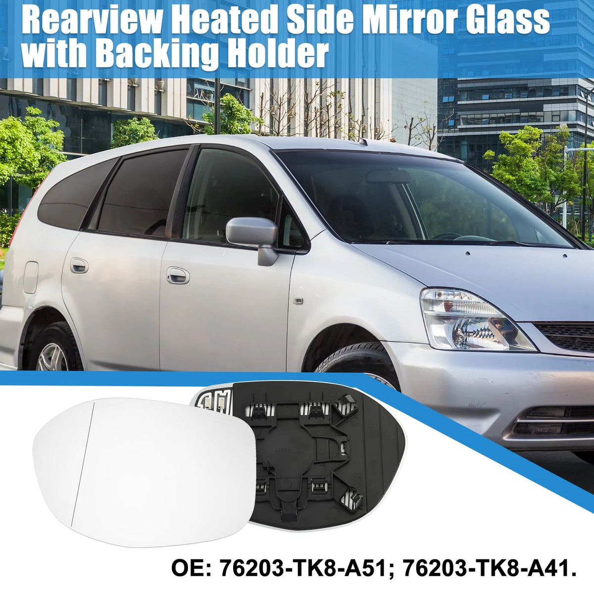Heated Driver Side Rearview Mirror Glass for Honda Odyssey (2005-2010)