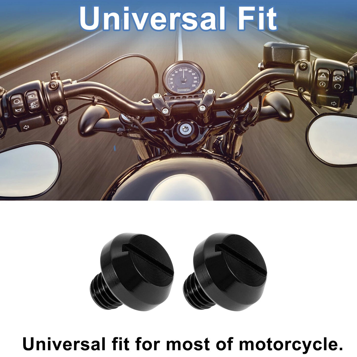 Mirror Hole Plugs Left Hand M8x1.25 2x Motorcycle Screws Black for Motorcycle