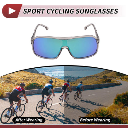 Goggles for Motorcycle Riding Green Lens Gray Frame Cellulos PC UV400
