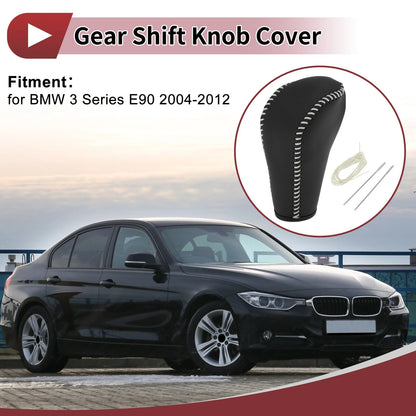 Gear Shift Knob Cover for BMW 3 Series E90 Black Beige Faux Leather