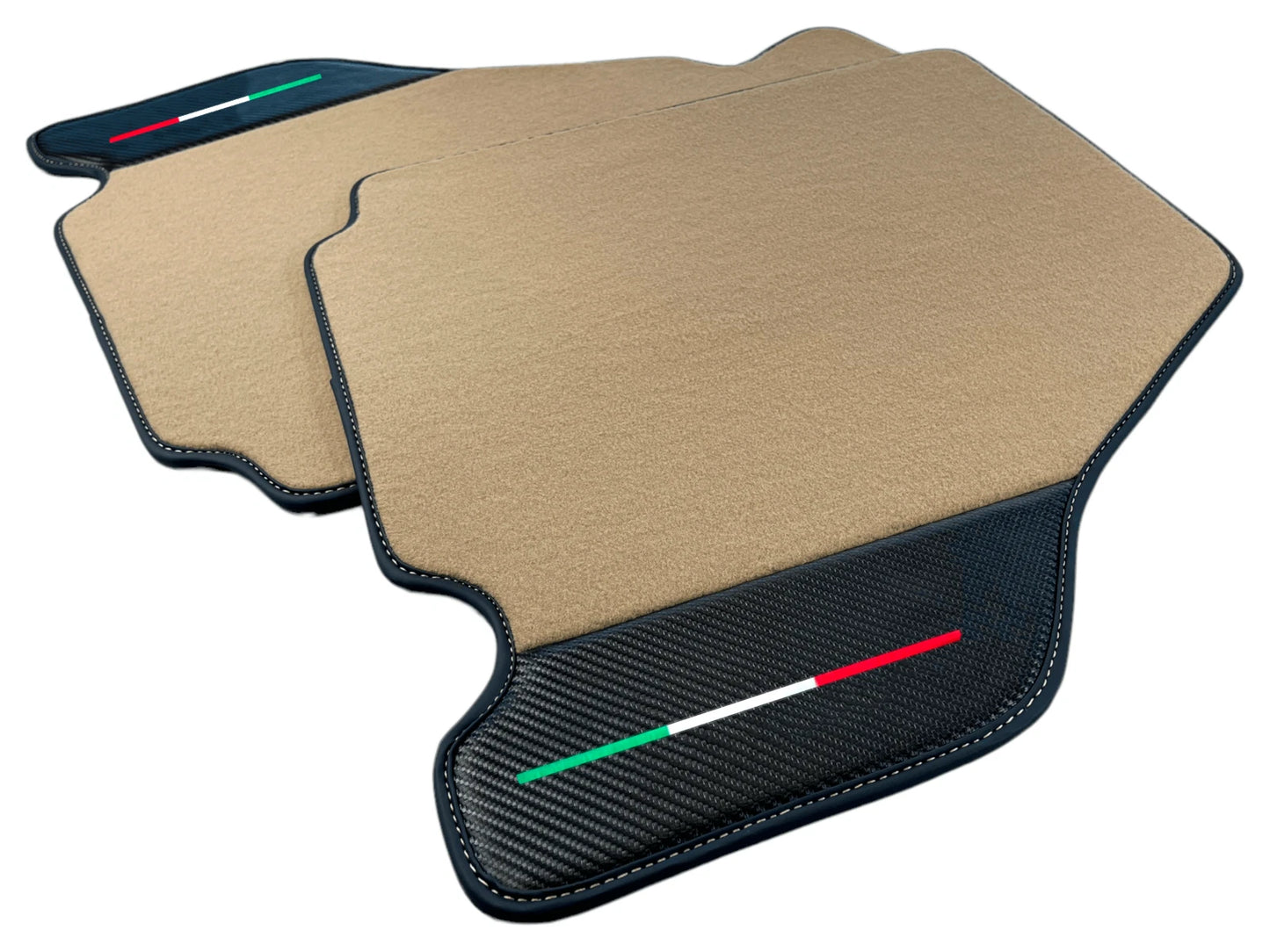 Beige Floor Mats for Ferrari F430 (2004-2009) - Carpet, Carbon Fiber, Leather