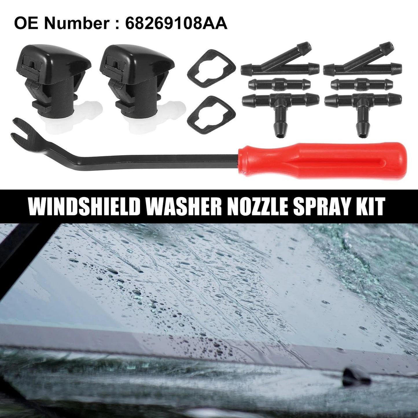 11 x Front Windshield Washer Nozzle Kit for Dodge Durango (2011-2019)
