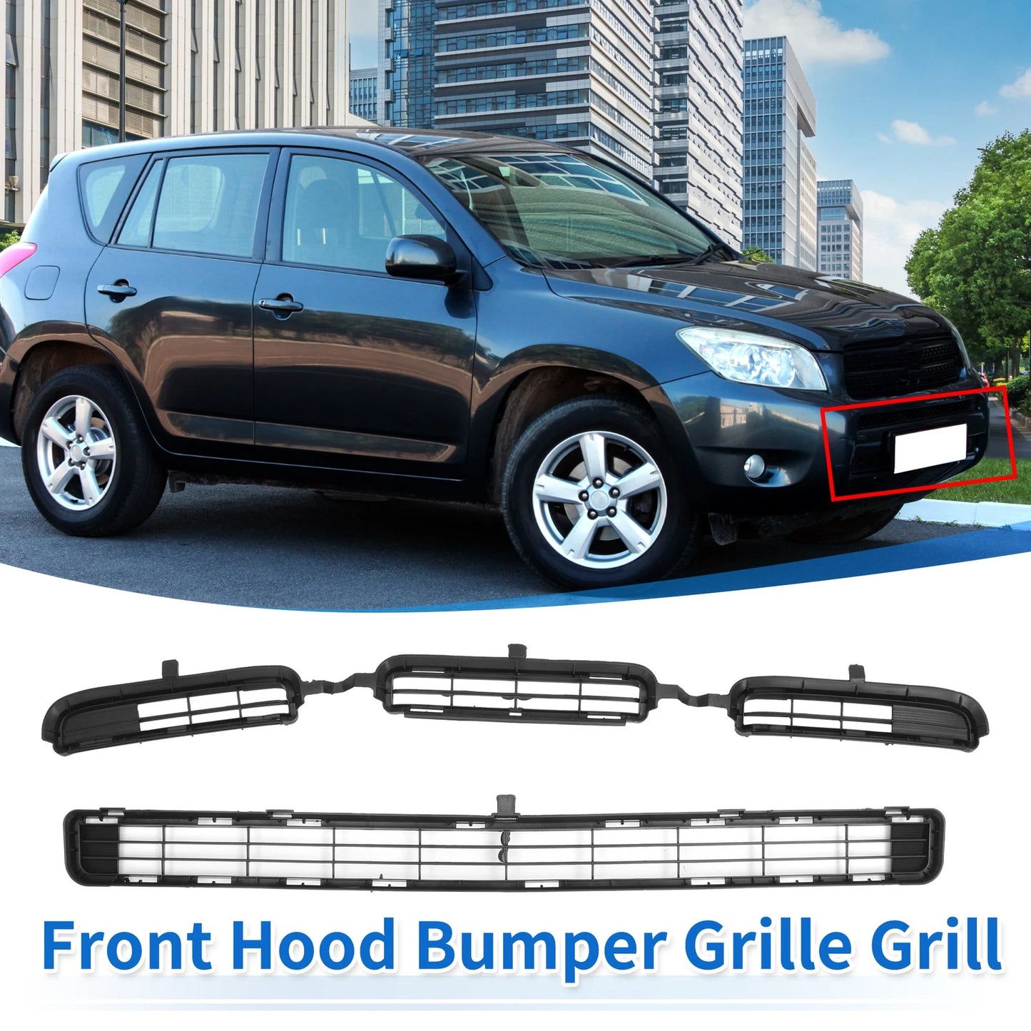 Front Lower Bumper Grille for Toyota RAV4 (2006-2008) Black