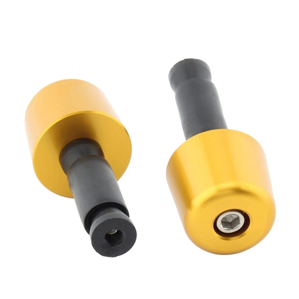Gold 1in Handlebar Hand Grips & End Caps for Universal Motorcycle