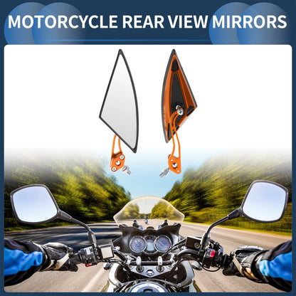 2x M8/M10 Rear View Mirror Handlebar Mirrors Orange Aluminum for Motorcycle