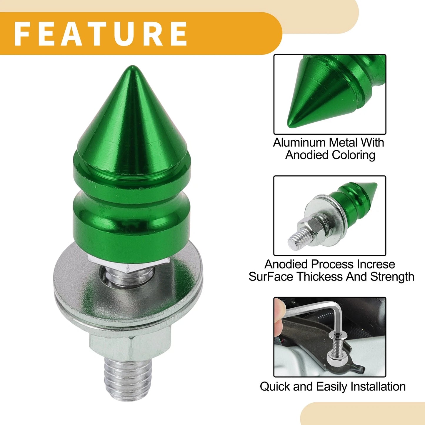 License Plate Screws Cover M6 45mm Green 4 Pcs for Universal Motorcycle