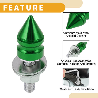 License Plate Screws Cover M6 45mm Green 4 Pcs for Universal Motorcycle