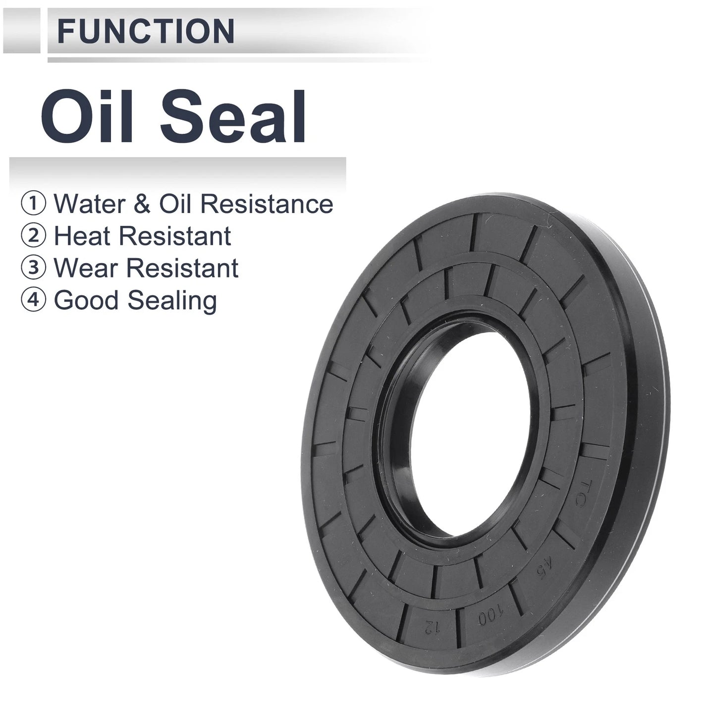 Oil Seal 45x100x12mm Nitrile Rubber Black 5 Pcs