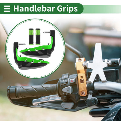 Hand Grips Cover Kit for Motorcycle Handlebar Rubber Diamond Pattern Green