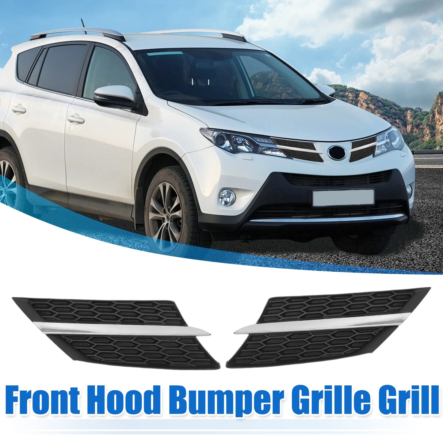 1 Pair Front Hood Bumper Grille Grill for Toyota RAV4 (2013–2015)