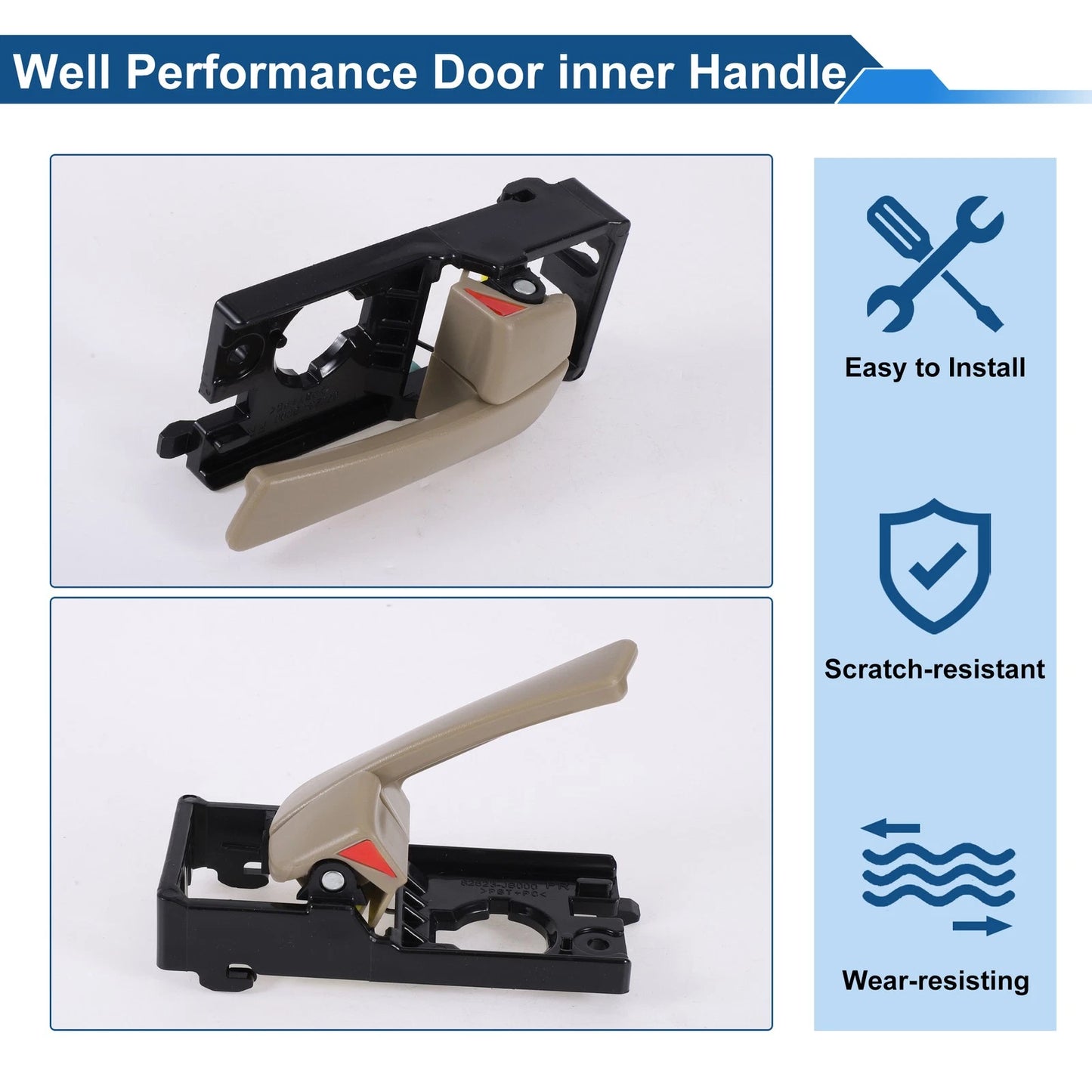 Front Driver Side Door Handle for Kia Rio (2012-2017) Beige Black