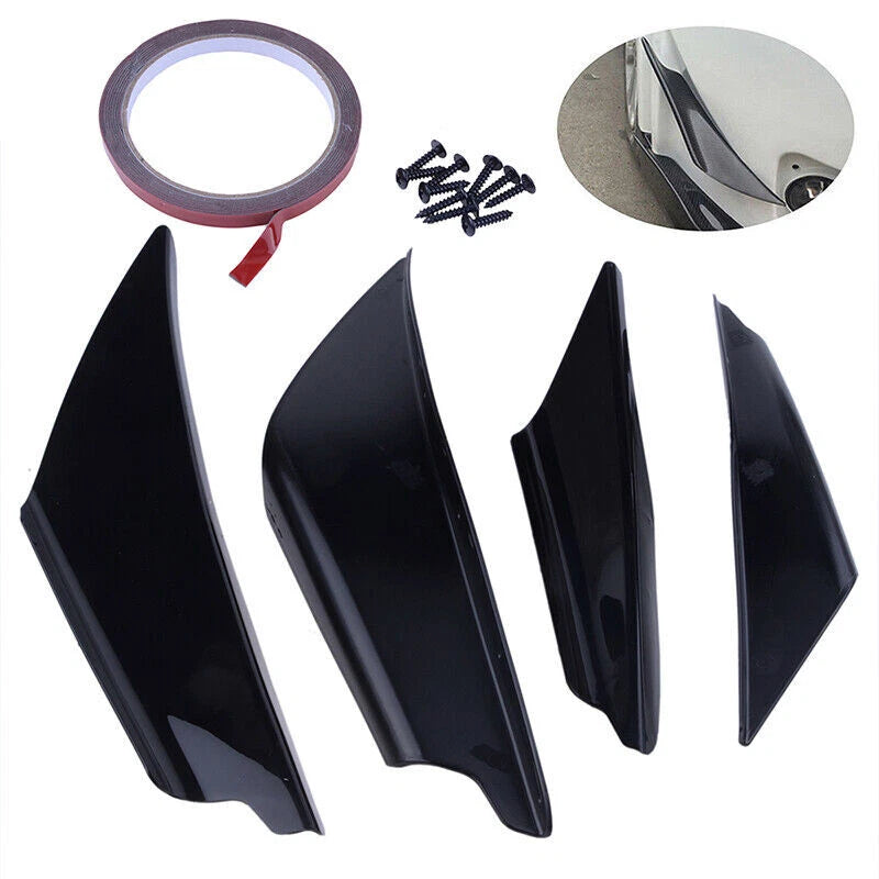 4 x Car SUV Bumper Canard Splitter Diffuser Valence Spoiler Lip Gloss Black