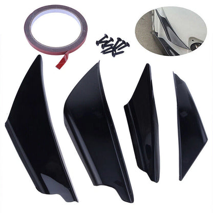 4 x Car SUV Bumper Canard Splitter Diffuser Valence Spoiler Lip Gloss Black