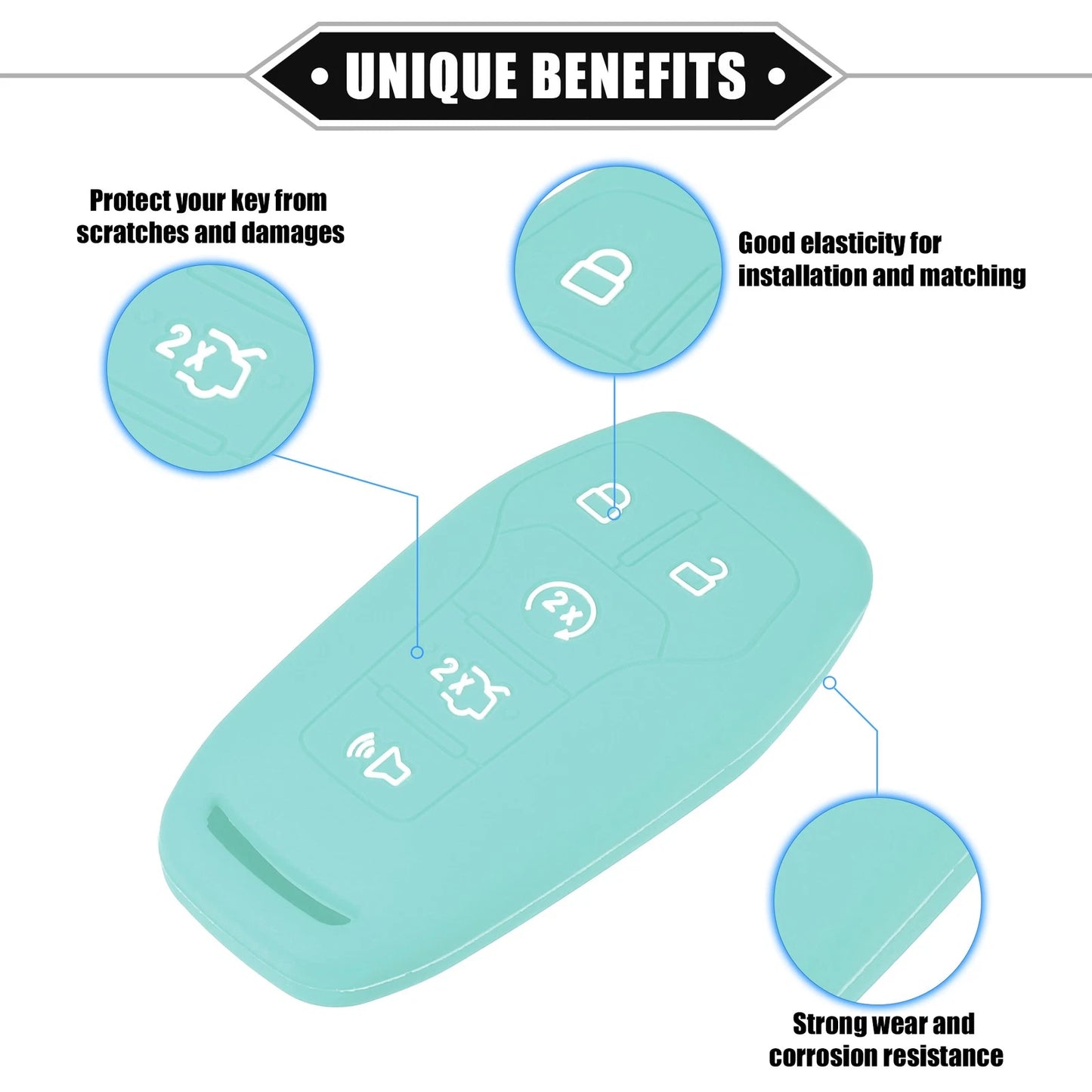 Remote Keyless Smart Key Fob Cover for Ford F150 Explorer (2015-2023) Blue