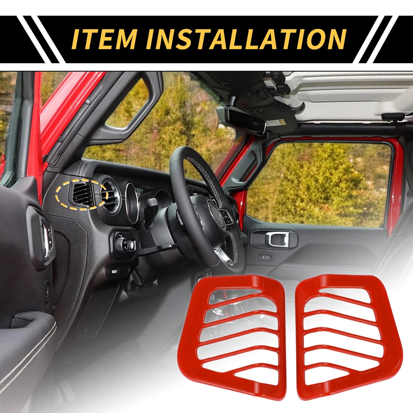 Dashboard Side Air Vent AC Outlet Cover Trim for Jeep Wrangler JL JLU (2018-2024)