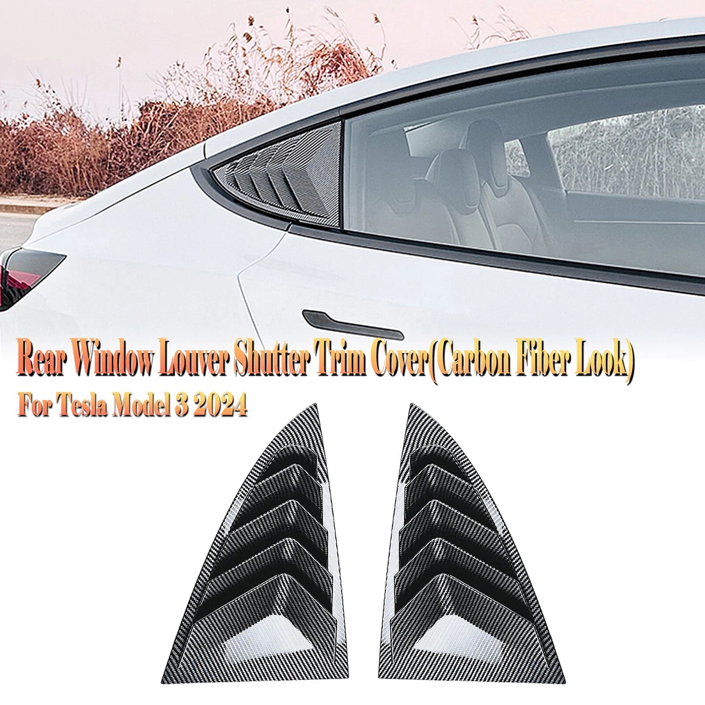 Rear Side Window Louver Cover for Tesla Model 3 (2017-2023)