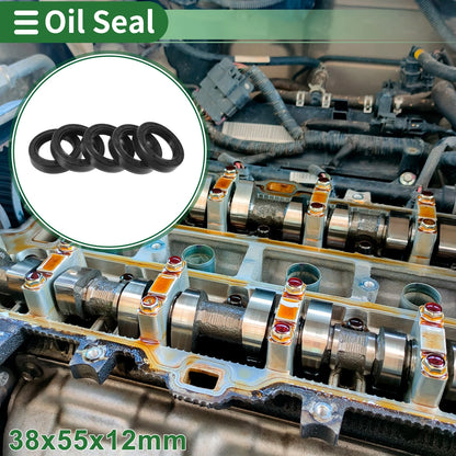 Oil Seal 38x55x12mm Black NBR Rubber Seal Ring Rotary Shaft 5 Pcs