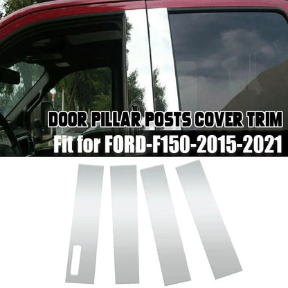 Car Door Trim B Pillar Window Covers Chrome for Ford F150 2015-2021