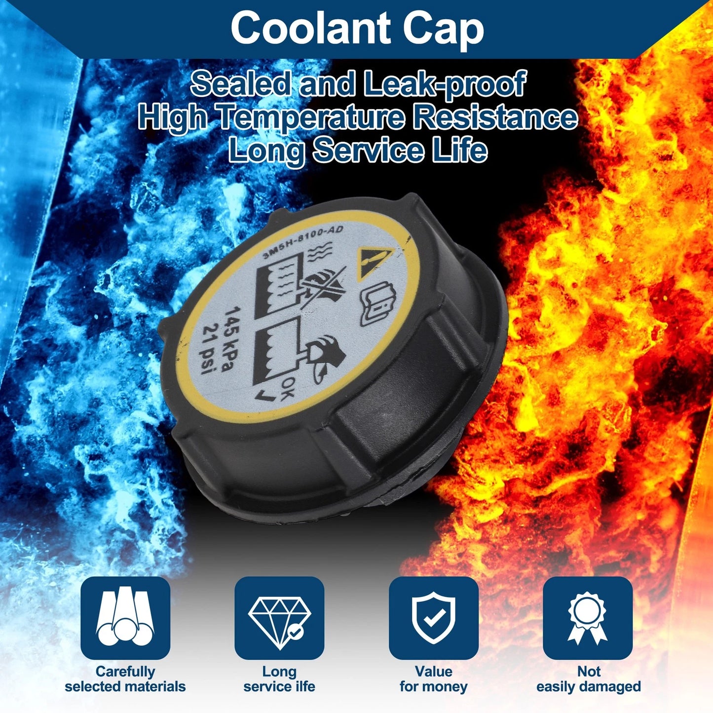 Coolant Cap for Ford Mustang GT, F150, Escape, Ranger, Focus (2000-2023)