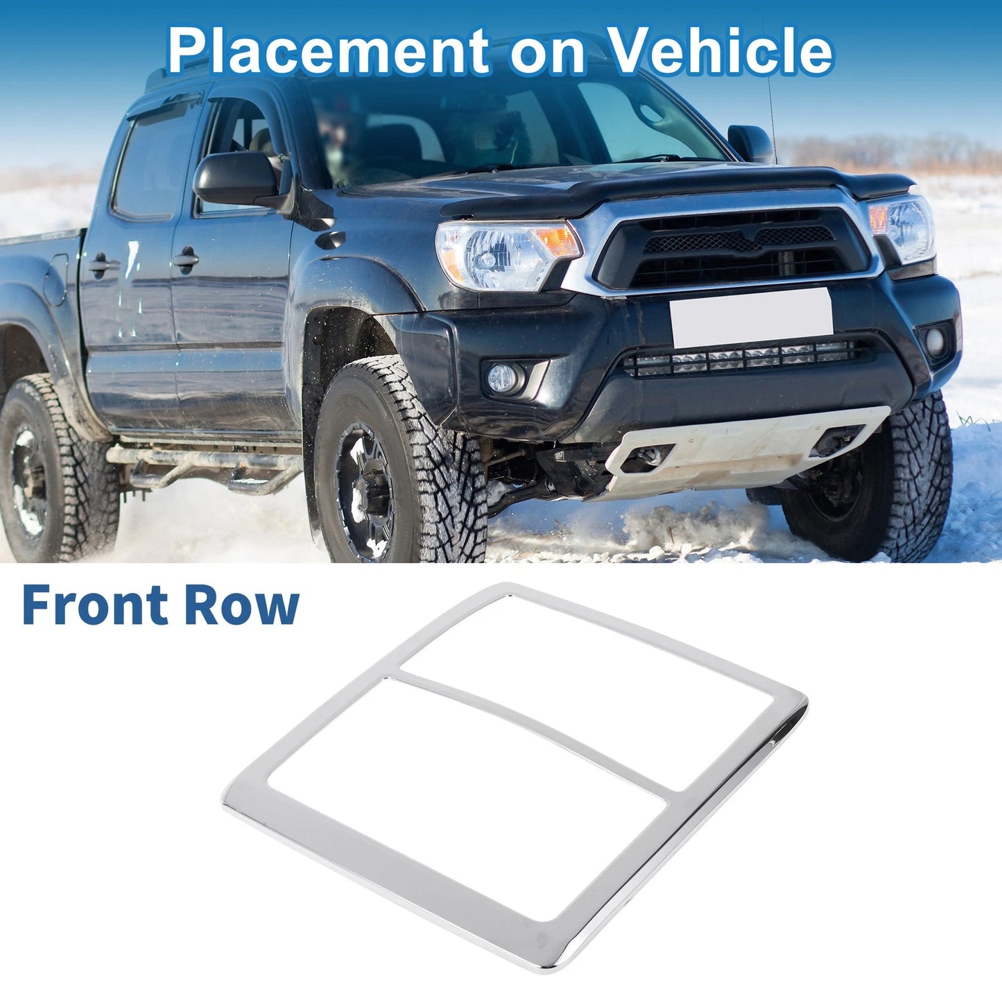 Front Row Headlight Trim Bezel for Toyota Tacoma (2016-2023) Silver Tone