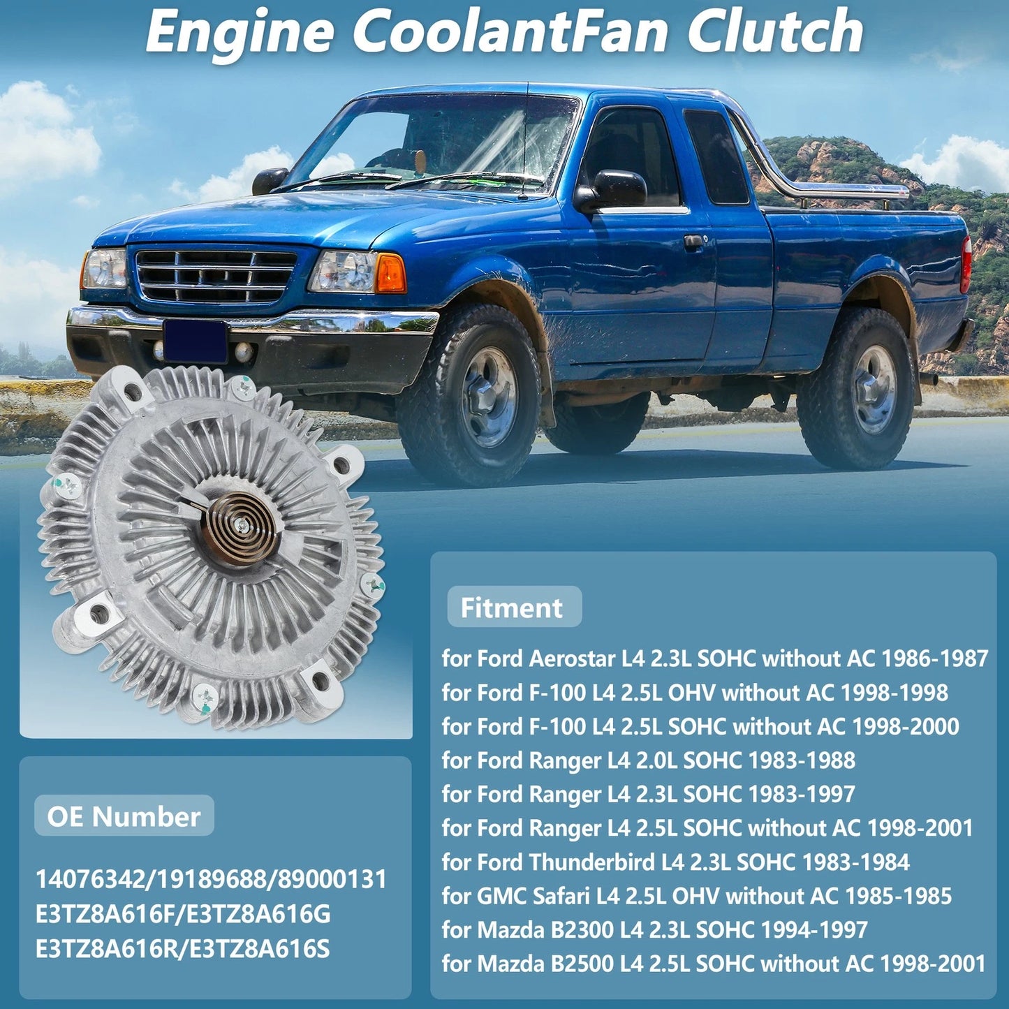 Cooling Fan Clutch for Ford F-100, Ranger, Chevy Astro