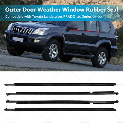 4x Door Glass Seal Weatherstrip for Toyota Landcruiser Prado (2003-2009)