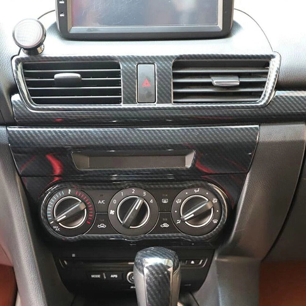 Carbon Fiber Style Middle Air Outlet Trim Cover for Mazda 3 Axela (2014–2019)