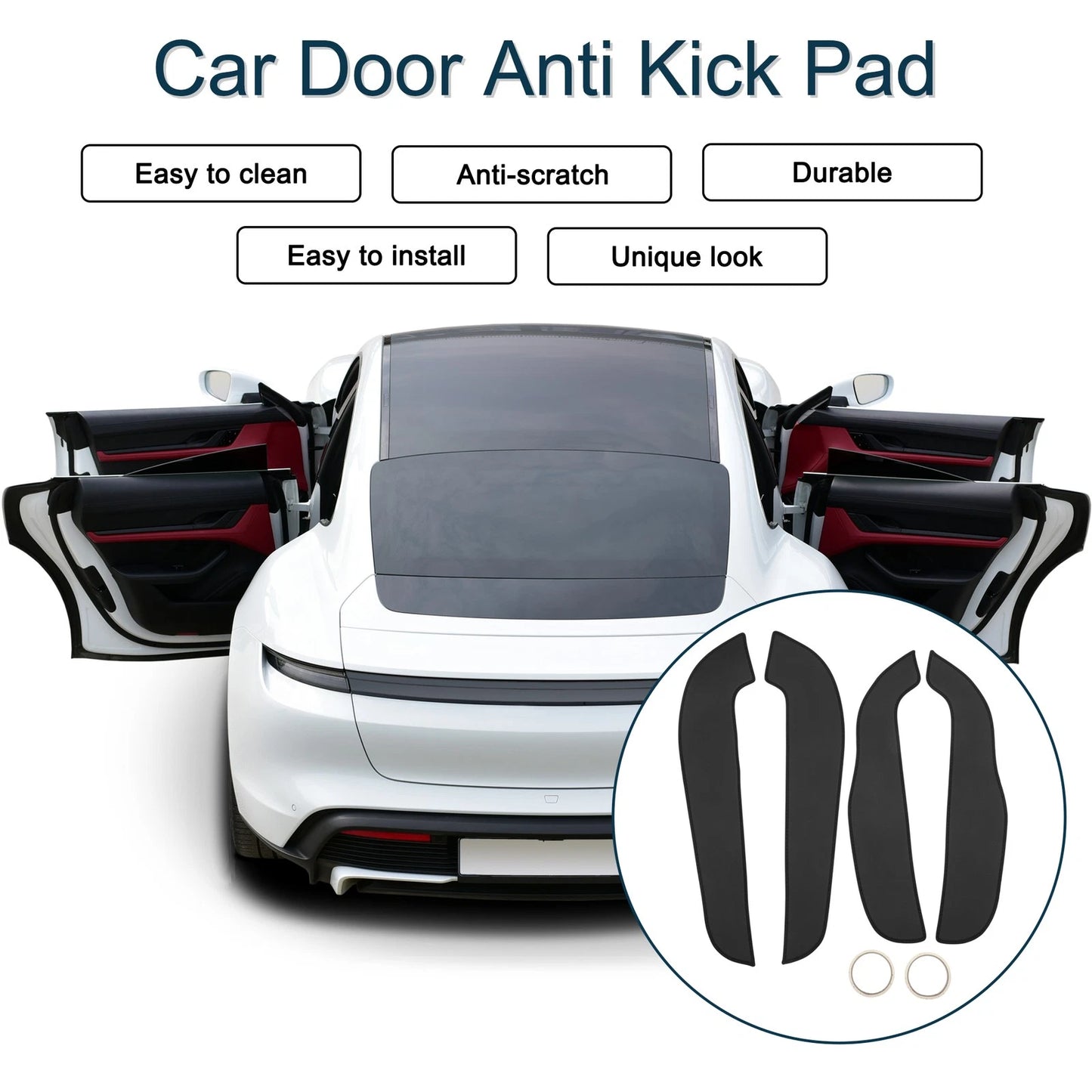 Car Door Anti Kick Pad Sticker Protector for Ford Edge (2015) - Black Set