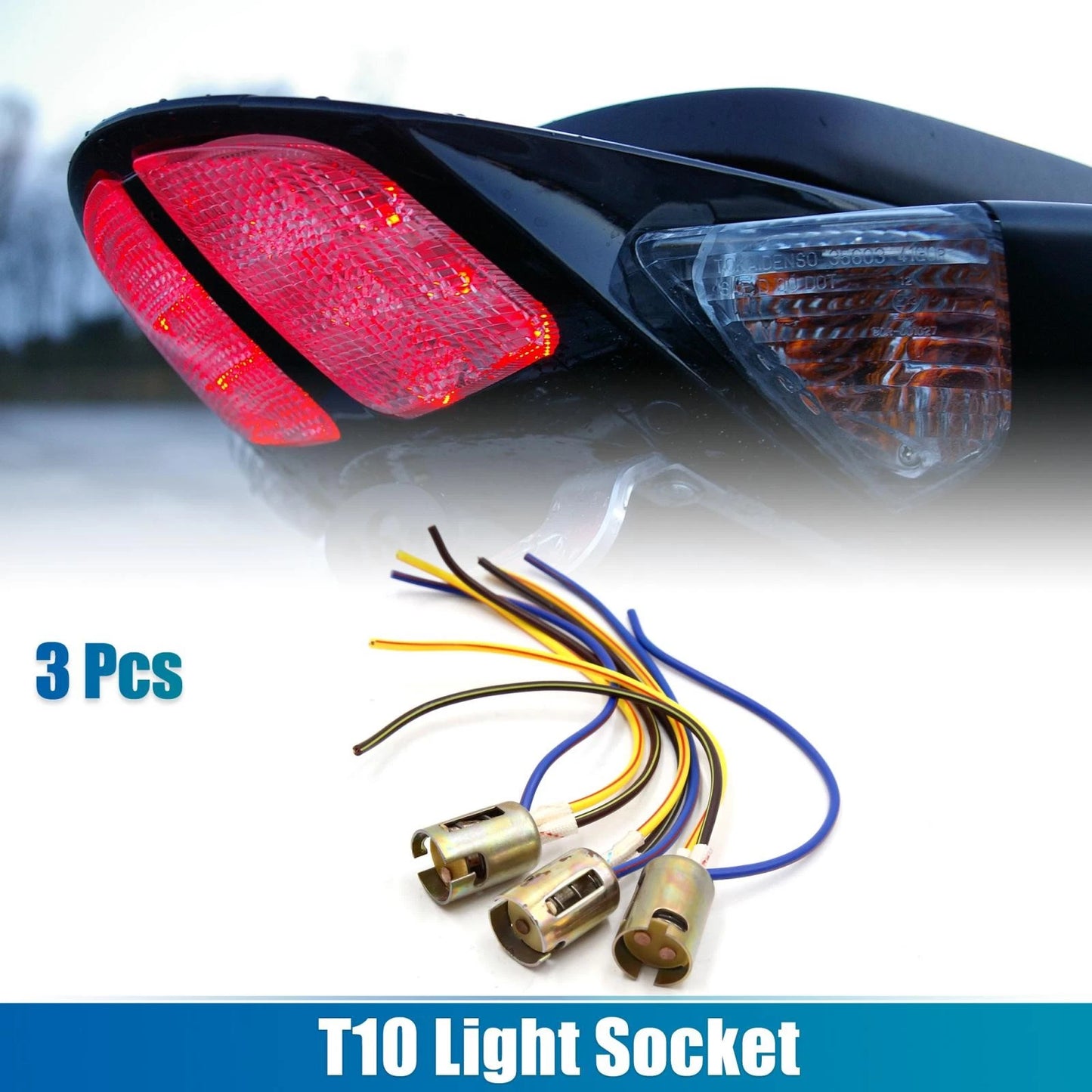 3x 1157 LED Motorcycle Brake Light Extension Wire Socket for Motorcycle