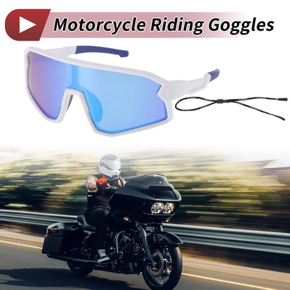 Set Goggles Blue Lens White Frame PC Triacetyl Cellulos for Motorcycle